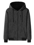 kkboxly  Warm Classic Design Hooded Jacket, Men's Casual Zip Up Medium Stretch Knitted Jacket Coat For Fall Winter Fitness Outdoor