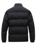 kkboxly  Men's Winter Thicken Warm Coat, Solid Color Zipper Parka Cotton-padded Jacket
