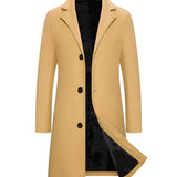 kkboxly Stay Warm and Stylish in This Men's Mid-Length Woolen Trench Coat Jacket