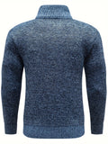 kkboxly  Men's Stand Collar Jacquard Knitting Thickened Warm Sweater