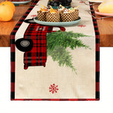 1pc Festive Christmas Linen Table Runner - Table Runners for Holiday Decor, Kitchen Dining Room Scene Decoration, Party Supplies, Gift Ideas, and Atmosphere Decoration