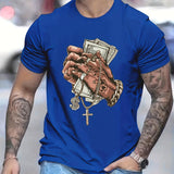 kkboxly  Trendy Pattern Print, Men's Graphic Design Crew Neck Active T-shirt, Casual Comfy Tees Tshirts For Summer, Men's Clothing Tops For Daily Gym Workout Running
