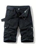 kkboxly Men's Plain Flap Pocket Cotton Cargo Shorts For Spring And Summer