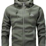 kkboxly  Men's Warm Polar Fleece Jacket, Casual Hooded Coat With Kangaroo Pocket