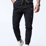 kkboxly  Men's Casual Waist Drawstring Joggers, Chic Stretch Tapered Sports Pants