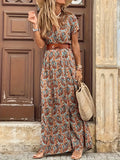 Kkboxly  Paisley Print V Neck Dress, Boho Casual Short Sleeve Dress For Spring & Summer, Women's Clothing