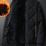 kkboxly  Men's Padded Jacket, Men Casual Padded Coat Windbreaker Zipper Pocket Stand Collar For Men Winter