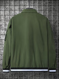 kkboxly  Men's Casual Flap Pocket Zip Up Jacket, Chic Stand Collar Bomber Jacket