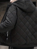 kkboxly  Warm Winter Plush Hooded Jacket, Men's Casual Zip Up Cotton Padded Jacket For Fall Winter Outdoor