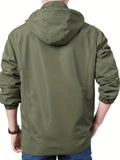 kkboxly  Multi Pocket Hooded Windbreaker Jacket, Men's Casual Quick Drying Military Jacket Coat For Fall Winter Outdoor Activities