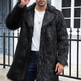 kkboxly  Men's Trendy Polar Fleece Fluffy Coat Warm Jacket Long Coat Outwear Solid  For Men Winter Autumn Hiphop Style Streetwear