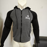 kkboxly  Men's Hoodie, Color Block King Print Color Block Raglan Sleeve Drawstring Hoodie