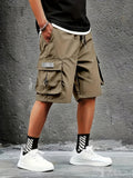 kkboxly  Men's Trendy Plain Color Cargo Shorts, Oversized Shorts With Pocket Plus Size