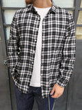 kkboxly  Plus Size Men's Plaid Shirt Oversized Long Sleeve Shirt For Fall Winter, Men's Clothing