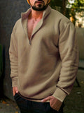 kkboxly  Men's Sweatshirt Pullover For Men Solid Zipper Collar Sweatshirts For Winter Fall Long Sleeve Tops