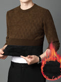 kkboxly  Thermal Knitted Cable Jacquard  Sweater, Men's Casual Warm Slightly Stretch Crew Neck Pullover Sweater For Men Fall Winter