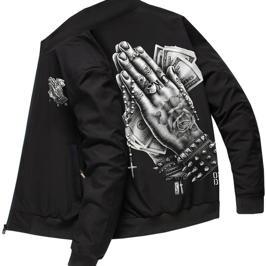 kkboxly  Men's Vintage Zip Up Jacket With Design Print