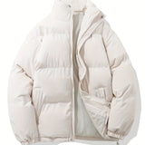 kkboxly  Men's Casual Warm Winter Jacket, Stand Collar Cotton Padded Jacket Coat For Outdoor Activities