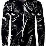 Luxury Pattern Men's Shirt Top Turn-Down Collar Long Sleeve Closure Male Casual Shirt For Men Daily Vacation Streetwear