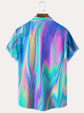 kkboxly  Gradient Aloha Shirt for Men - Comfy Beach Short Sleeve Top with Oversized Casual Style