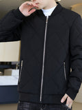 kkboxly  Men's Padded Jacket, Men Casual Padded Coat Windbreaker Zipper Pocket Stand Collar For Men Winter