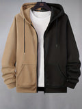 Contrast Color Matching Design Men's Hooded Jacket Cartoon Pattern Casual Long Sleeve Hoodies With Zipper Gym Sports Hooded Coat For Spring Fall