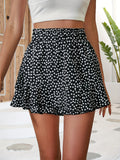 kkboxly  Floral Print Ruffle Hem Shorts, Casual Shorts For Spring & Summer, Women's Clothing