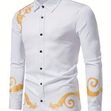 kkboxly  Men's Long-sleeved Shirt With Gold Printing
