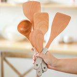 kkboxly 1pc German Beylum Cooking Kitchen Utensils, Natural Wooden Kitchen Tableware Tools, Cooking Shovel Spoon