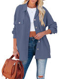 kkboxly  Corduroy Dual Pockets Jacket, Elegant Lapel Long Sleeve Open Front Jacket, Women's Clothing