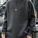 kkboxly  All Match Knitted Sweater, Men's Casual Warm Slightly Stretch Crew Neck Pullover Sweater For Fall Winter
