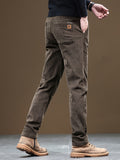 kkboxly kkboxly  Men's Casual Warm Slim Fit Trousers, Semi-Formal cropped Pants For Fall Winter Business Leisure Activities