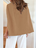 Solid Split Sleeve Blazer Jacket, Casual Open Front Cape Outerwear, Women's Clothing