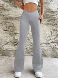 kkboxly  Solid Color Flare Leg Pants, Casual Elastic Waist Loose Pants, Women's Clothing