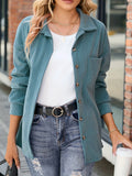 kkboxly  Plus Size Elegant Coat, Women's Plus Solid Textured Long Sleeve Lapel Collar Button Up Slight Stretch Overcoat