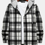 kkboxly  One Size Smaller,  Flannel Loose Shirt For Men Plaid Long Sleeve Casual Button-Down Shirts With Hood Best Sellers
