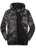 kkboxly  Camouflage Pattern Hooded Jackets By Activity, Men's Casual Loose Fit Breathable Zip Up Jackets For Spring Fall