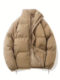 kkboxly  Men's Casual Warm Winter Jacket, Stand Collar Cotton Padded Jacket Coat For Outdoor Activities