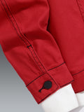 kkboxly  Men's Casual Red Ripped Denim Jacket