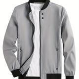 kkboxly  Classic Design Varsity Jacket, Men's Casual Baseball Jacket Coat Regular Fit College Hipster Windbreaker For Spring Autumn