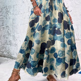 kkboxly  Polka Dot Pleated Skirts, Vintage High Waist Summer Maxi Skirts, Women's Clothing