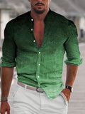 kkboxly  Men's Shirt Top Ombre Turn-Down Collar Long Sleeves Closure Regular Fit Male Casual Shirt For Daily