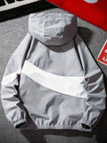 kkboxly  Men's Casual Hooded Windbreaker Jacket, Trendy Color Block Jackets By Activity