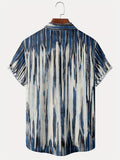 kkboxly  Plus Size Lapel Mens Hawaiian Shirt Gradient Stripe Pattern Button Down Shirts, Top Blouse Shirts, Short Sleeve, Button Down Dress Shirts