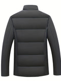 kkboxly  Men's Padded Jacket, Men Casual Padded Coat Windbreaker Zipper Pocket Stand Collar For Men Winter