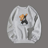 kkboxly  Dope Teddy Bear Print Sweatshirt, Men's Casual Graphic Design Slightly Stretch Crew Neck Pullover Sweatshirt For Spring Fall