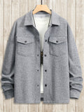kkboxly  Men's Casual Button Up Lapel Mature Jacket, Retro Elegant Coat