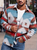 Plus Size Men's Geometric Pattern Print Jacket, Personalized Fashion Casual Fleece Jacket, Men's Clothing, Best Seller