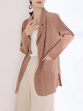 kkboxly  Stripe Textured Open Front Blazer, Casual Long Sleeve Blazer For Fall & Spring, Women's Clothing