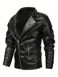 kkboxly  Stylish PU Leather Men's Lapel Collar Zipper Leather Jacket For Autumn And Winter